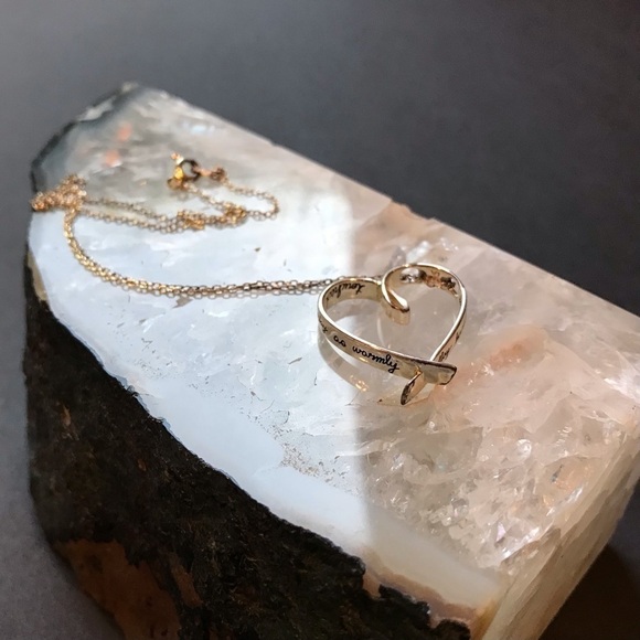 Sterling Silver Heart Necklace Engraved in Cursive “May Happiness Touch Your…” - Picture 1 of 10